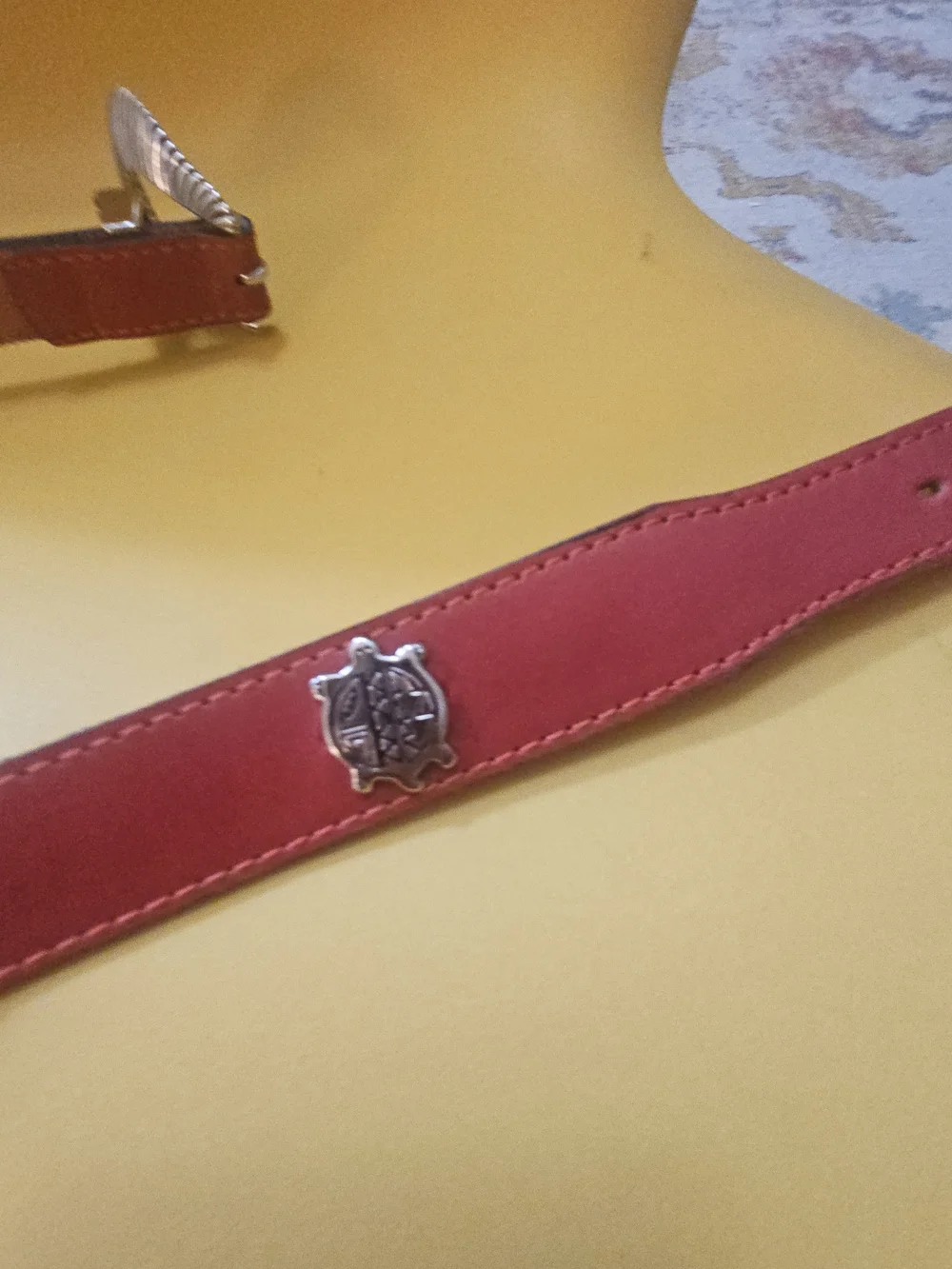 Vintage Levi's 1860 Full Grain Cowhide Red Western Concho Belt USA Made 30-34